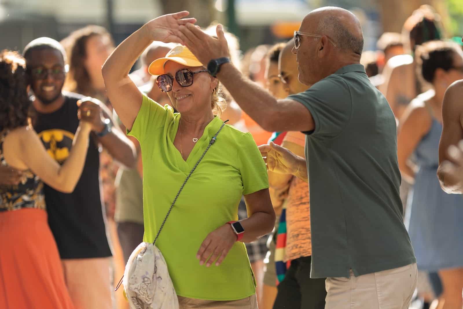 At the Big Bull Falls Blues Fest you can enjoy dancing to the music. This couple is dancing. 