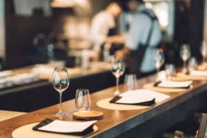 Blurred background with place settings, restaurant scene at the best Wausau restaurants for 2023