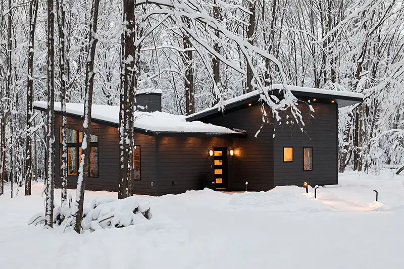 Winter scenery at our luxury cabins in Wisconsin, located hear Granite Peak Ski Area