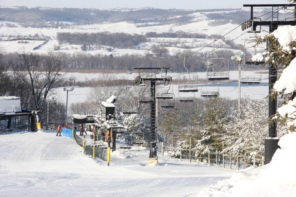 Chair lift and winter scenery at Granite Peak Ski Area near our Luxury Cabins in Wisconsin