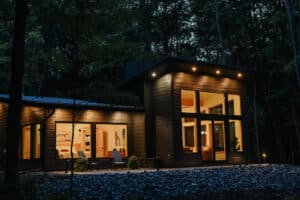 Exterior of Owl Ridge Cabin, one of the most romantic cabins in Wisconsin