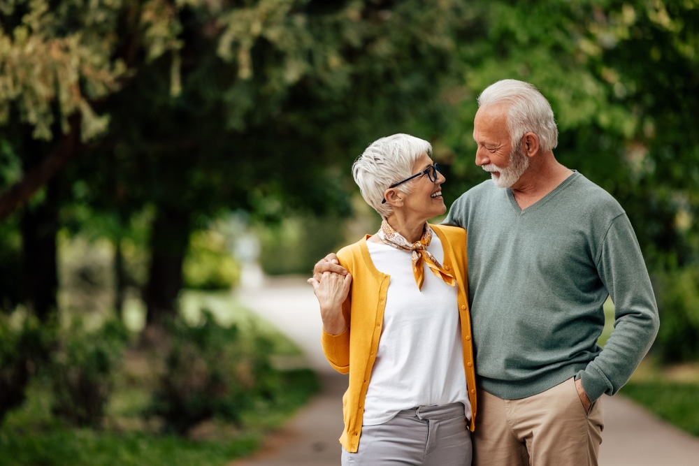 Couple enjoying a walk during their romantic getaways in Wisconsin