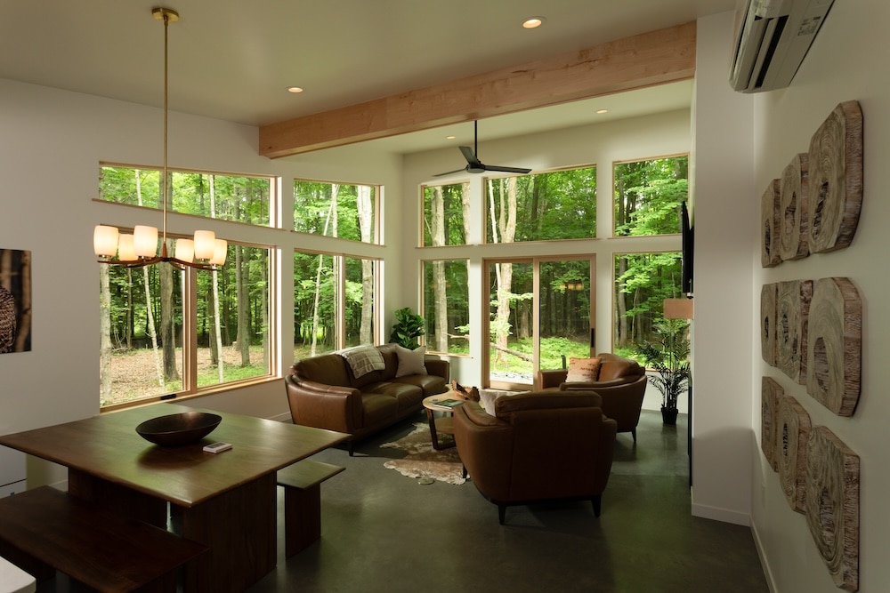 Interior of one of the best Wisconsin cabin rentals for couples