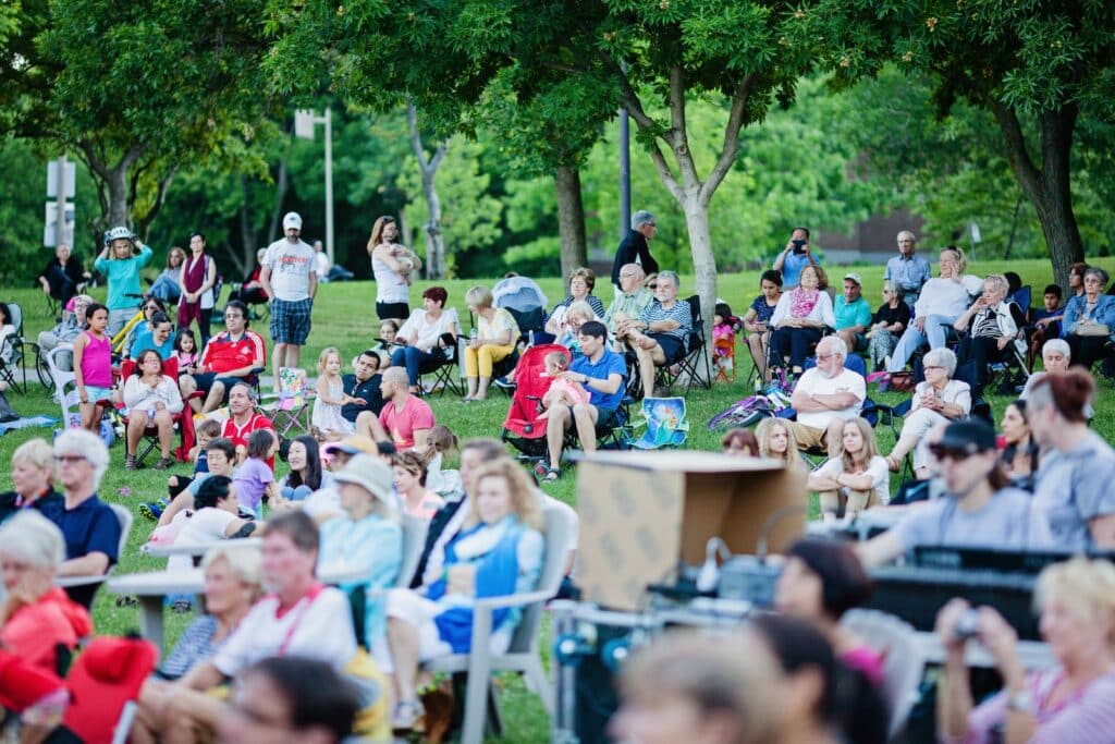 People gather in their chairs to listen to music at the Big Bull Falls Blues Fest.